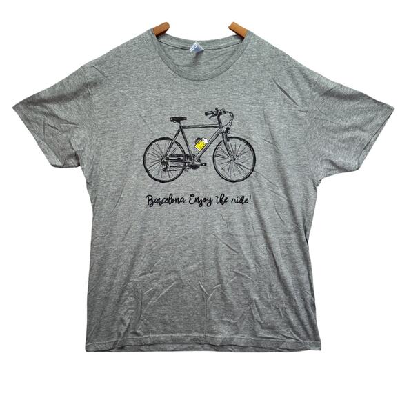 Barcelona Spain Bicycle Beer T Shirt Gray Tee Good Vibes Travel Cycling XL - Picture 1 of 4